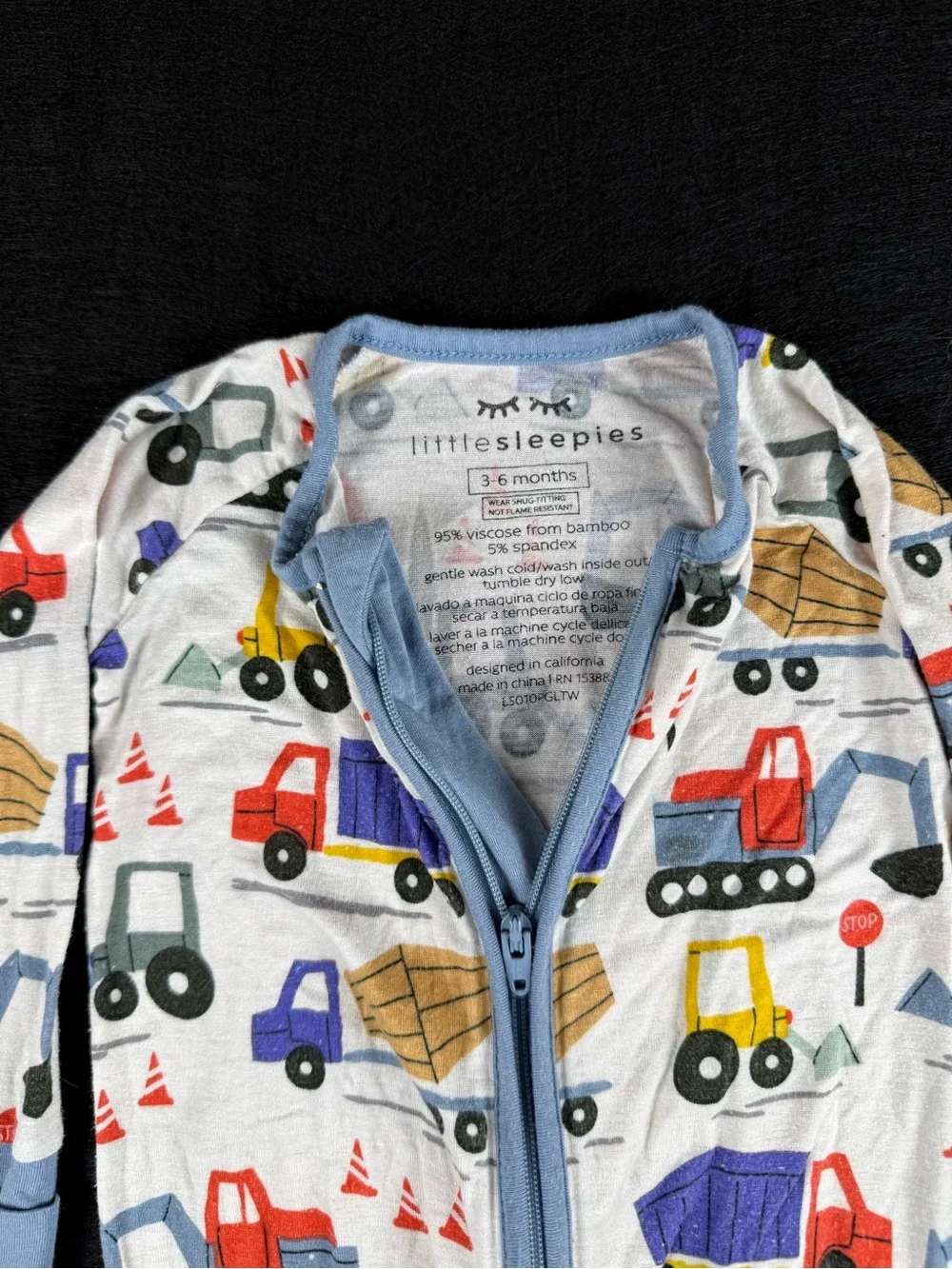 Little Sleepies Multi-Color Construction Truck Footed One-Piece